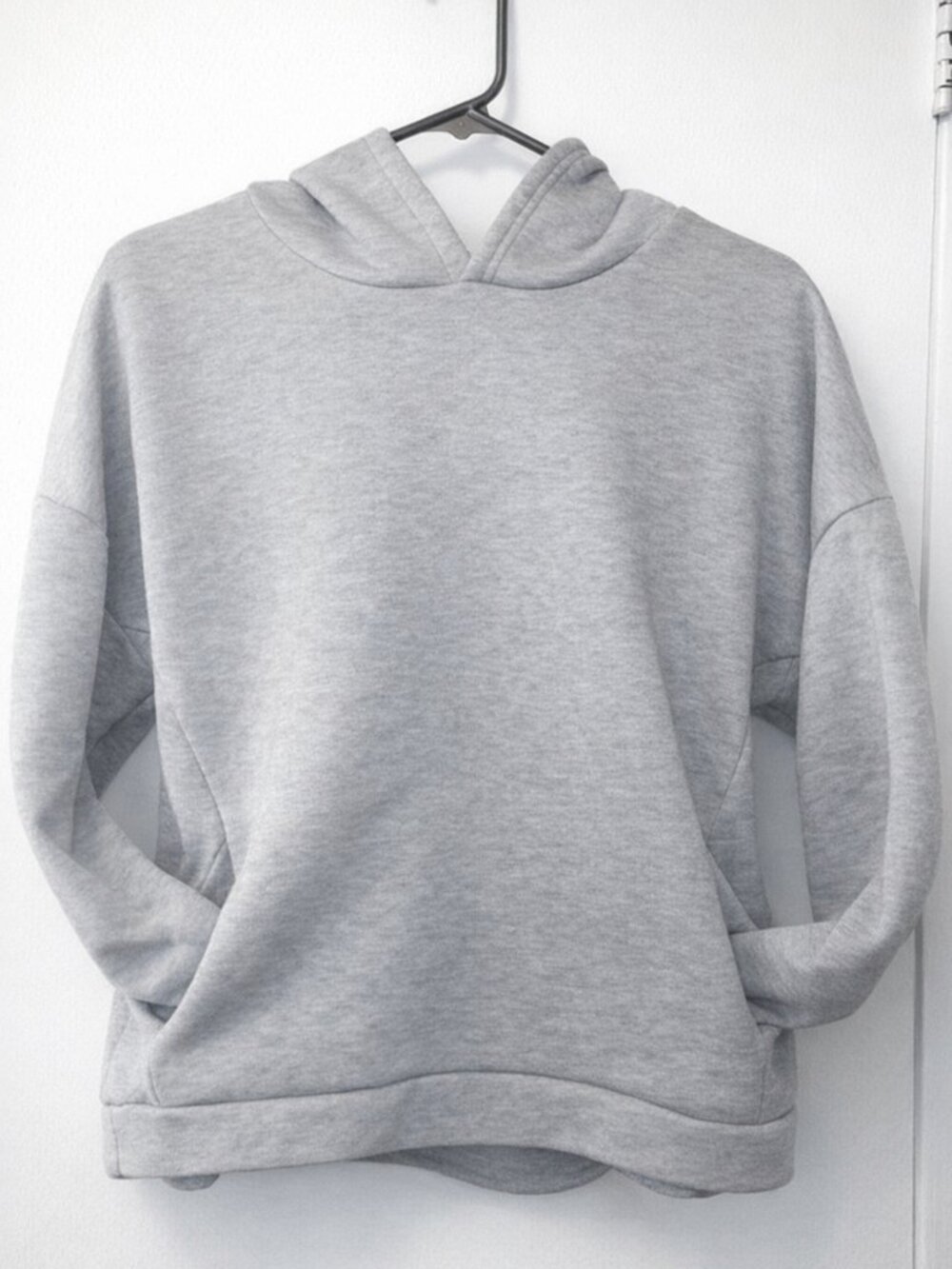 Minimalist Long Sleeve Pullover Hoodie Sweatshirt Gray Grey Size XXL